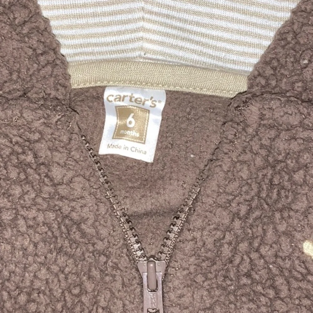 Carter’s Baby Light Fleece Jacker with Brown Bear Accents - Size 6M